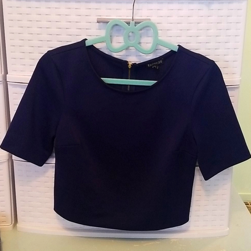 Express Navy Fitted Crop Top
